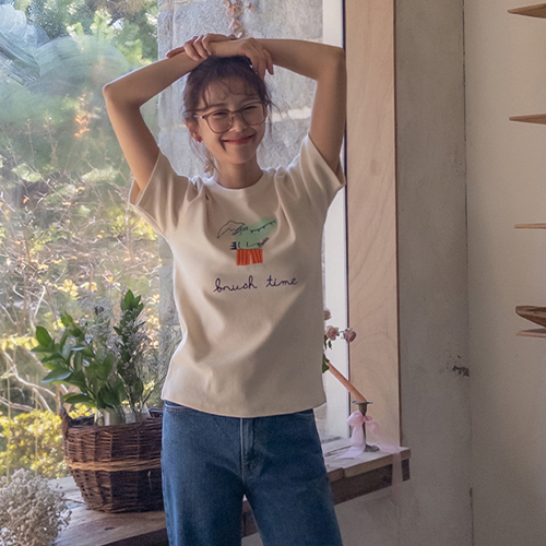 [Ttasup Peach Fleece] Pretty Smile Peach Fleece Chewy Tee [size: F(55~66)]