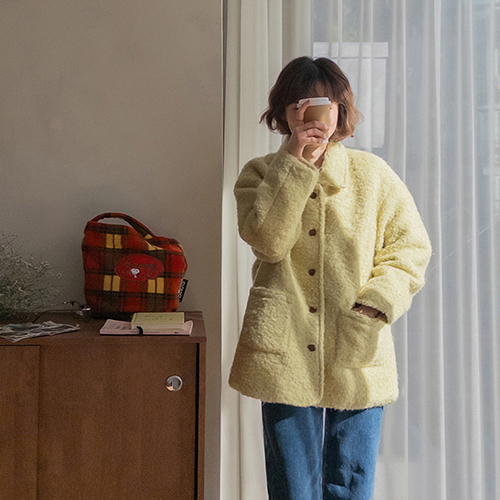 [Lining 100% Goose Down][LABEL] Moelron Fluffy Duck Down Wool Coat for Warm Winter [size: F (55-66)]