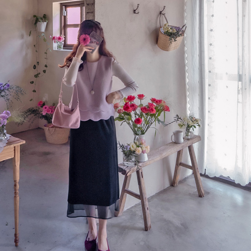 [LABEL] Deanne wave-shaped key point elegant vest [size: F (55~66)]