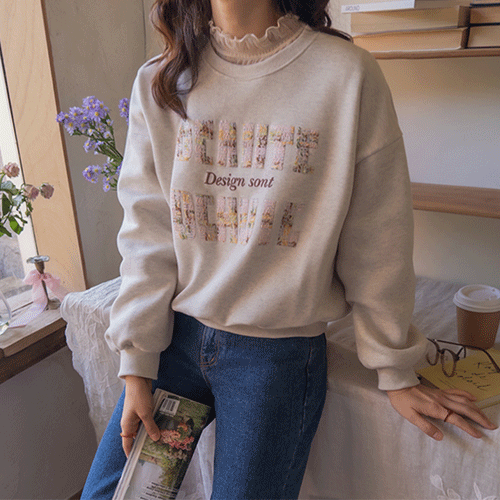 [Short-sleeved] Levoni Loose Tweed Lettering Man-to-Man T-shirt [size: F (55-66)]