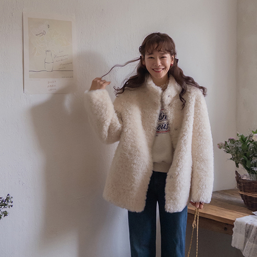 [Wool30%] Celian's lovely highneck fur jacket [size: F(55~77)]