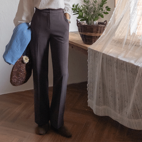 [Cheese Span] Eluen Fleece Regular Herringbone Pattern Boot Cut Slacks [size: S, M, L]