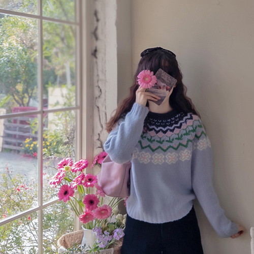 [LABEL] Forest Flower Wool Pattern Knit [size: F (55-66)]