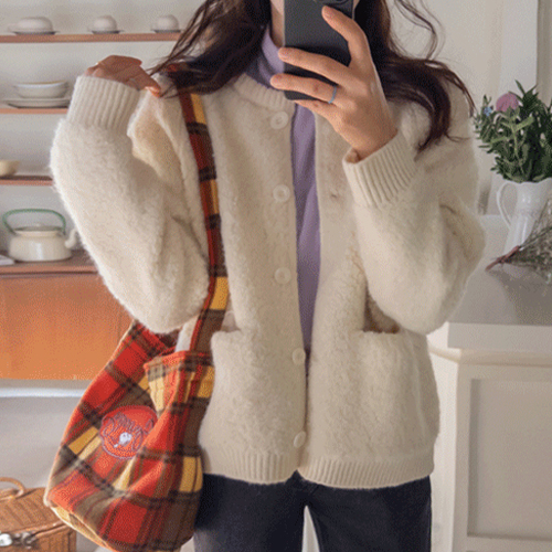 [LABEL] Deheve Thick Warm Dumble Buckle Pocket Cardigan [size: F (55-66)]