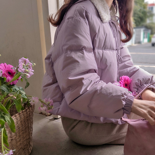 [New Product Special Price 10,000 Won Discount] <FONT color=#5a3954>MADE LIN</font> Kaylee Warm Duck Down Cute Ribbon Padded Jacket [size: F (55~66)] [Pre-orders scheduled to ship after 11/21]