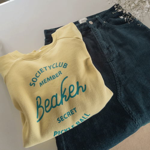 [Thick fleece][LABEL] Maybe Soft Lettering Point Man to Man [size: F (55-66)]