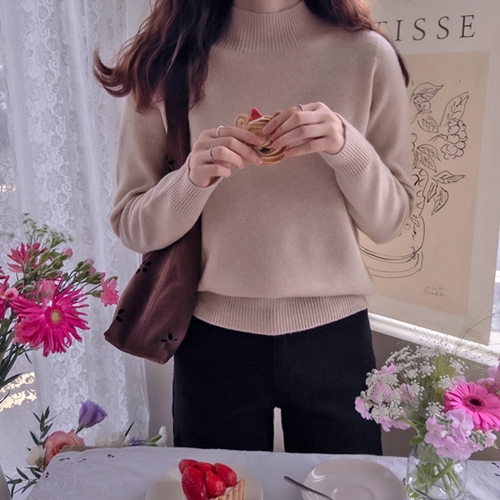 Angelica Neck Point Warm Half-Polar Wool Knit [size: F(55~66)]