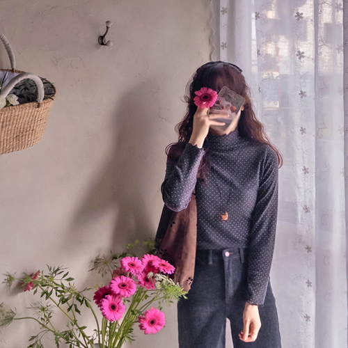 Winter Dot Soft Fleece Stretchy Spandex Wave Half-Polar Tee [size: F (55-66)]