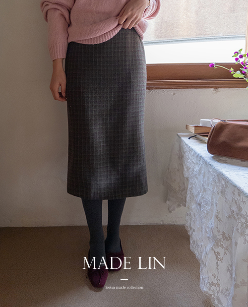 MADE LIN Homage Back Banding Check Wool Skirt [size: S, M]