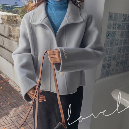[Wool80%] Island Lovely Slim Fit Highneck Handmade Coat [size: F(55~66)]