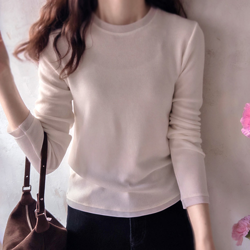 Roy color combination, soft and fluffy, stretchy, warm T-shirt [size: F (55~66)] 