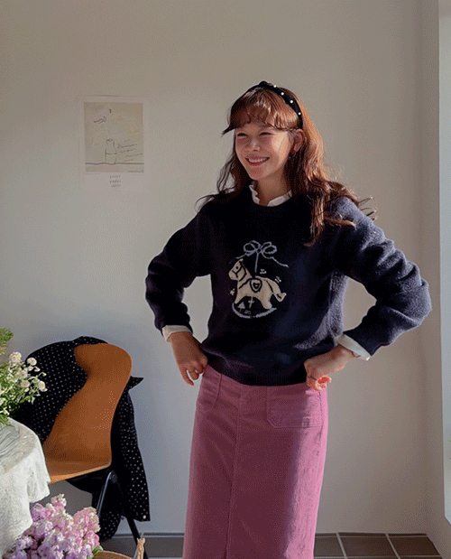 [LABEL] Troy Lovely Character Embroidery Round Knit [size: F (55-66)]