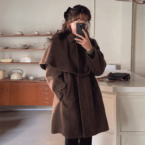 [Best Special Price: 18,000 Won Discount] <FONT color=#5a3954>MADE LIN</font> Raffia Raglan Wide-Length Wool Coat [size: F (55-66)]