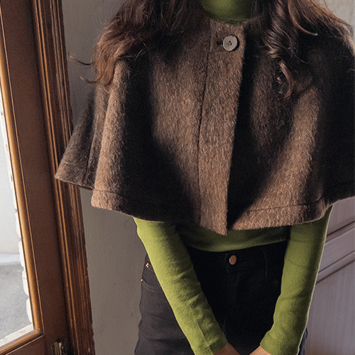 [Best Special Price 6,000 Won Discount] <FONT color=#5a3954>MADE LIN</font> Vivre One-Button Lovely Flare Wool Cloak [size: F (55~66]