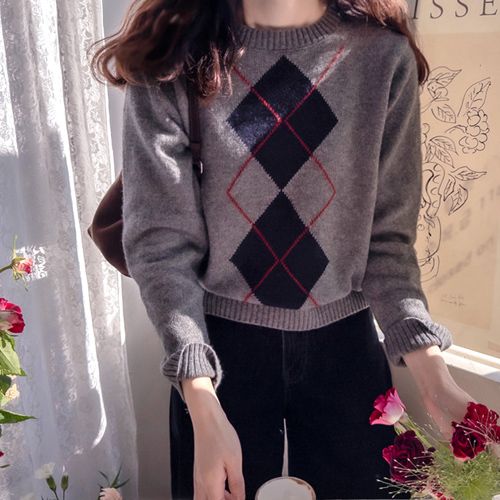 Diamond Pattern Winter Raccoon Warm Luxury Knit [size: F(55~66)]