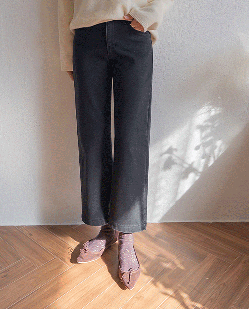 [Fleece Lining] Plain Daily Wide Denim Pants [size: S, M, L]