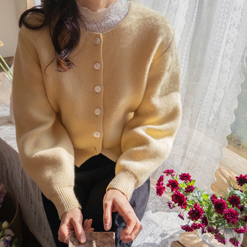 [LABEL] Prani V-line hem volume sleeve cardigan [size: F(55~66)]