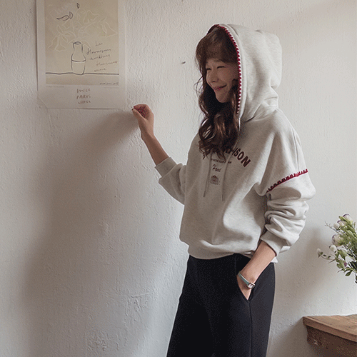 [New Product Special Price 4,000 Won Discount] <FONT color=#5a3954>MADE LIN</font> Etou Color Combination Piping Napping Hoodie [size: F (55-66)]