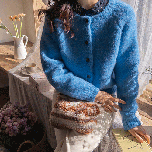 [Wool Contains] Cozy Geneve Hairy Bocashi Cardigan [size: F(55~66)]