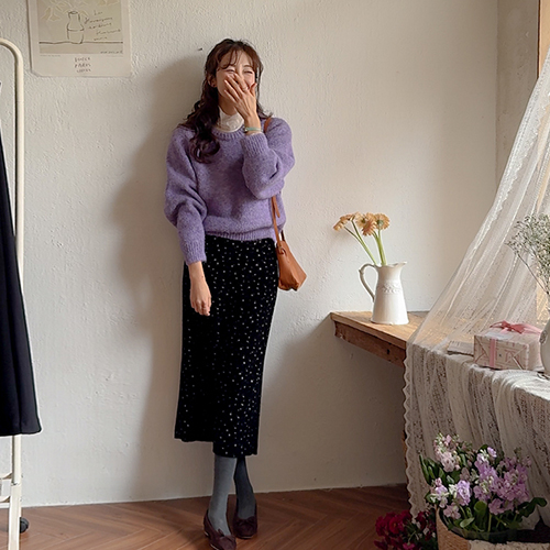 [New Arrival Special Price 5,000 Won Discount] <FONT color=#5a3954>MADE LIN</font> Sandy Mini Rose Velvet Skirt [size: F (55-66)]