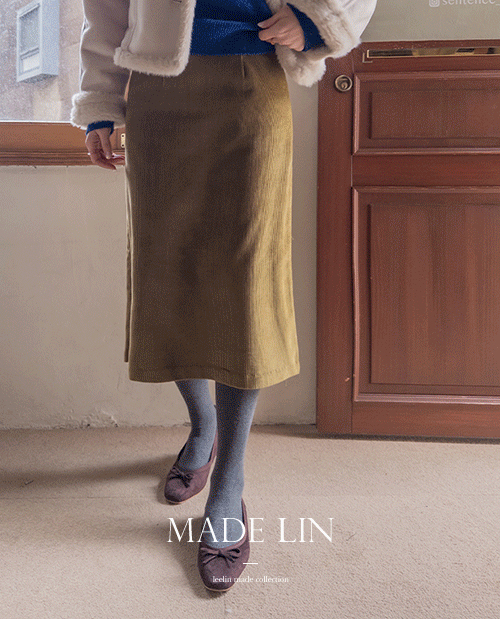 [New Arrival Special Price 5,000 Won Discount] <FONT color=#5a3954>MADE LIN</font> Maillar Corduroy Dart Rong Skirt [size: F (55~66)]