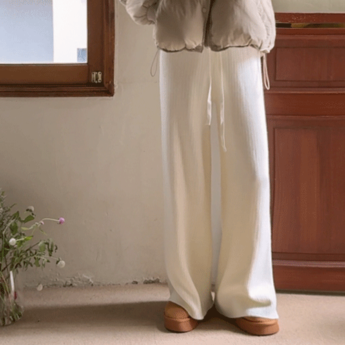 Purely elastic banding, charur fleece lining, straight-fit pants [size: F (55-66)]