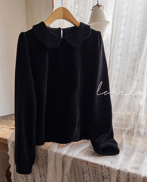[Velvet material] Rose & Luxurious Velvet Kara Blouse [size: F (55~66)]