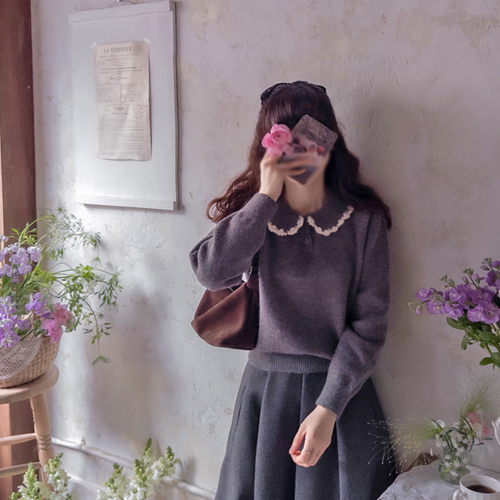 [LABEL] Ashley Wave Collar Tight Stretchy Spandex Thick Knit [size: F (55~66)]