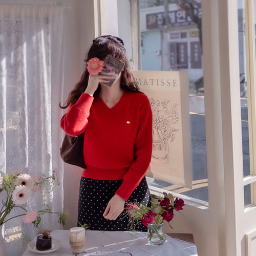 Anshu Jenny Warm Fox Wool High-Quality V-Neck Knit [size: F (44~66)]