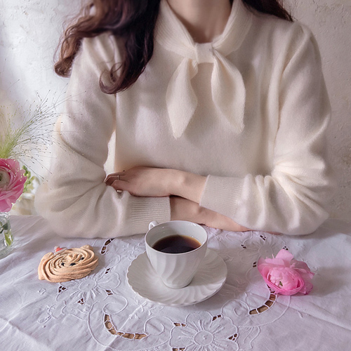 Gem Ribbon Warm Soft Angora Knit [size: F(55~66)]