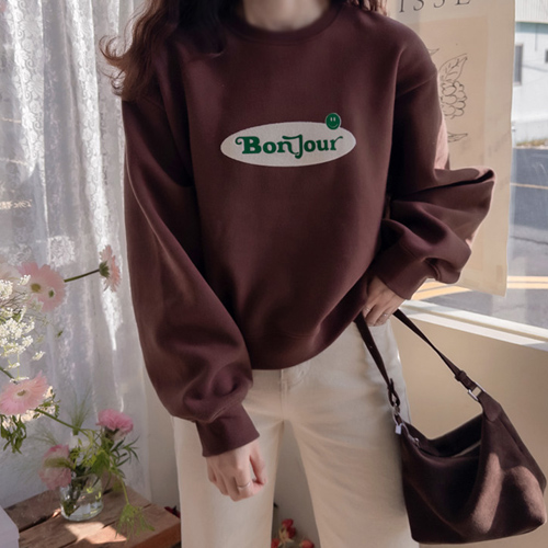 Winter Smile Lettering Patch Key Point Sheepskin Tee [size: F(55~66)]
