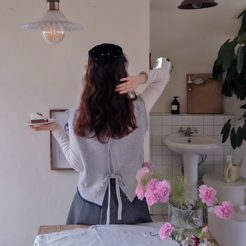 Ankrantz Twiddle Back Ribbon Bohemian Vest [size: F(55~66)]