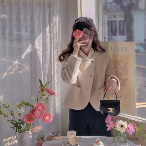 Winter diagonal lining quilted warm luxe wool jacket [size: F (55~66)]