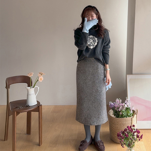 Renein luxurious lace print wool knit [size: F(55~66)]