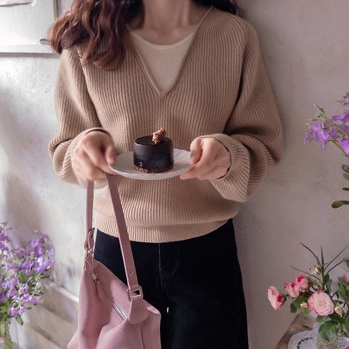 Judith Neck Layered Warm Loose Fit Knit [size: F(55~77)]