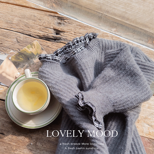 [Peach Blossom] Seirin Check Frill Two-tone Knit [size: F (55~66)]