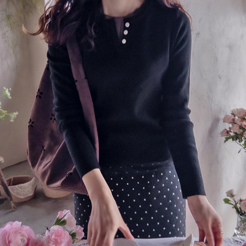 Kradin See-Through Color Block Stretchy Soft Knit [size: F(55~66)]