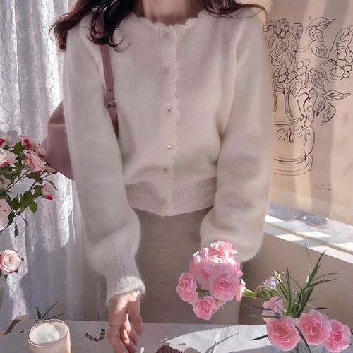 Winter Sophia Angora Love Wave Neck Sleeve Point Cardigan [size: F (55-66)]