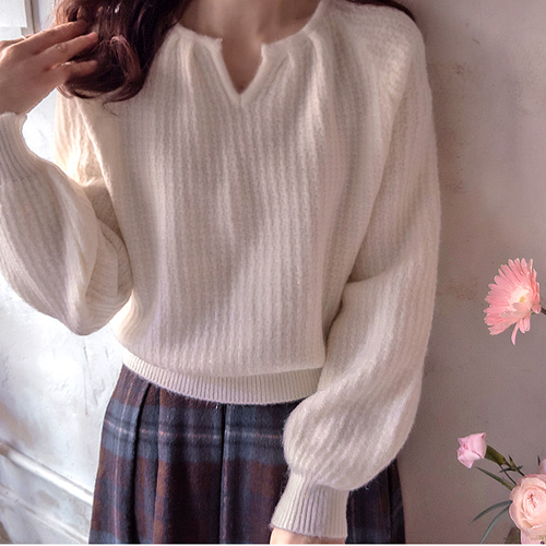 Jane Eyre neck point, soft pearl, lovely bodle knit [size: F (55~66)]