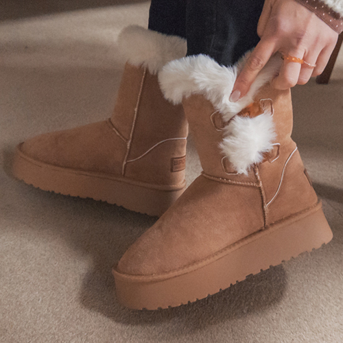 Pretty Bear Fluffy Toggle Button Ugg Boots