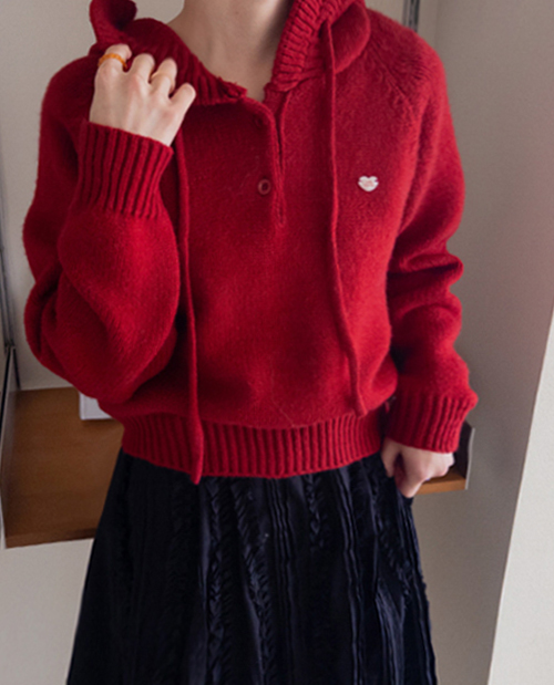 [Wool40%] Env Lovely Freel Hood Knit [size: F(55~66)]