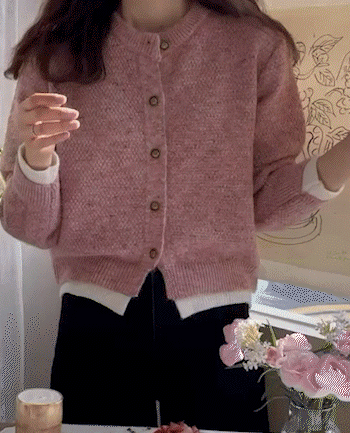 [LABEL] Rose Bean & Colorblock Softness Pan Bocashi Cardigan [size: F(55~66)]
