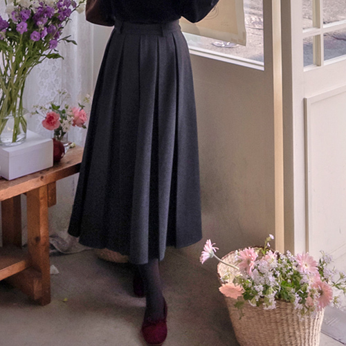 Colliber Lovely Pleated Flexible Belt Set Skirt [size: F(55~66)]