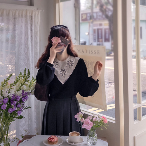 François Flower Soft Corduroy Warm Fleece Blouse [size: F(55~66)]