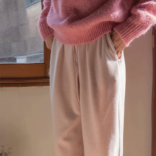 [Full waist banding] Muen Soft Peach Fleece Jogger Pants [size: F (55-66)]