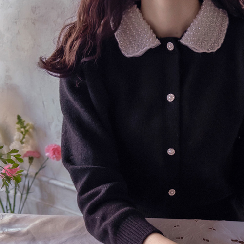 Anfloss lovely pearl collar warm cardigan [size: F(55~66)]