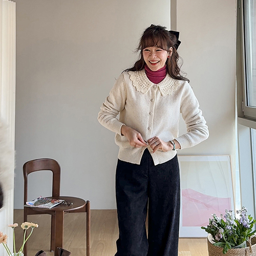 Elia Cozy Lovely Silver Hair Collar Cardigan [size: F(55~66)]