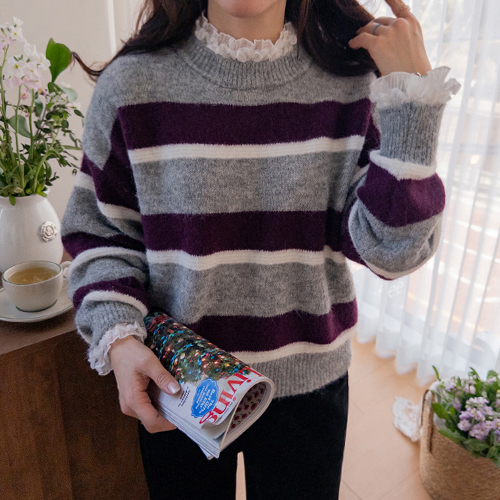 Heinz Soft Daily Color Blocking Single-breasted Knit [size: F (55-66)]