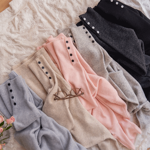 [Wool Contains] Cozy Riviere Polar Neck Sleeve Button Knit [size: F (55~66)]