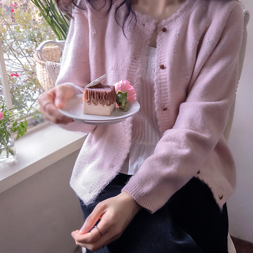 Bernard Silver Pearl Fluffy Cardigan [size: F(55~77)]